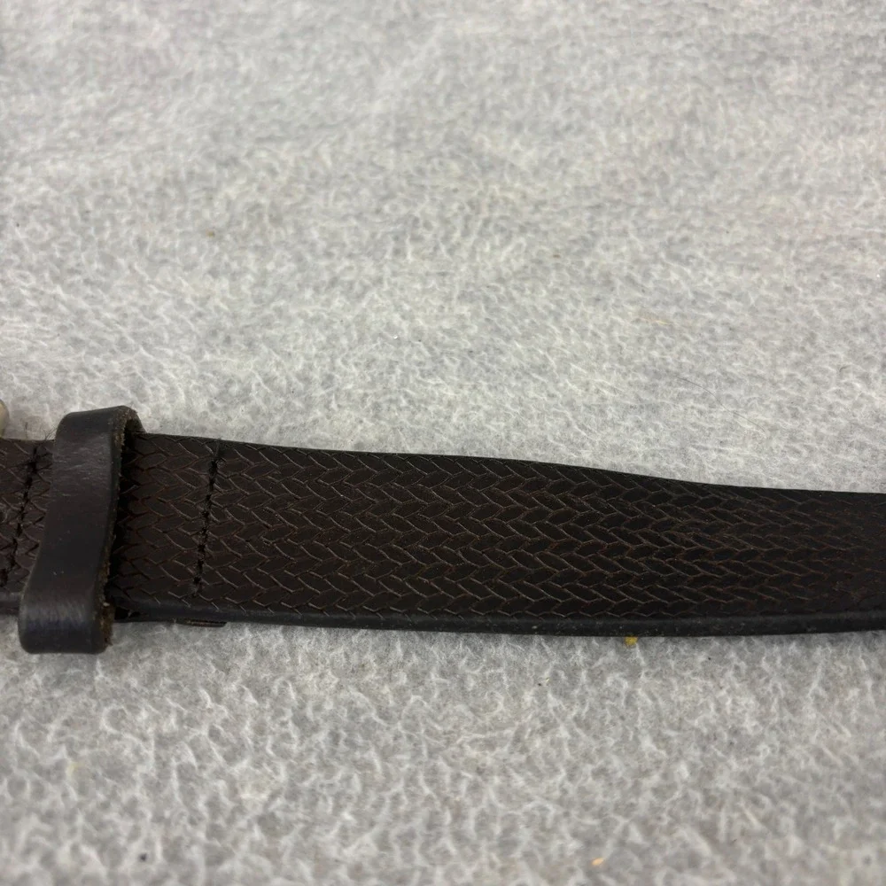 Allen Edmonds Belt Mens 44 Brown Woven Embossed Leather Silver Buckle 78501